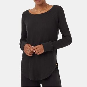 Tentree Black Wide Neck Waffle Long Sleeve Shirt Women’s Large